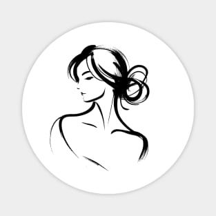 Stick figure woman in black ink Magnet